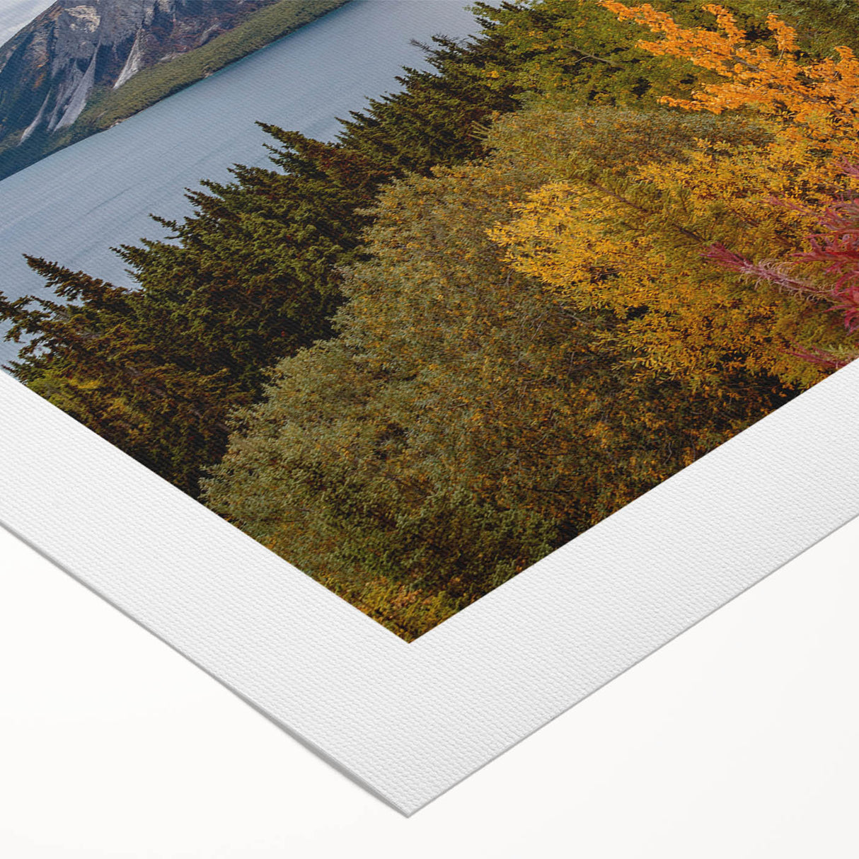 Art deco poster of Yukon scenery in muted green and blue tones on rolled canvas, suitable for dining room decor.