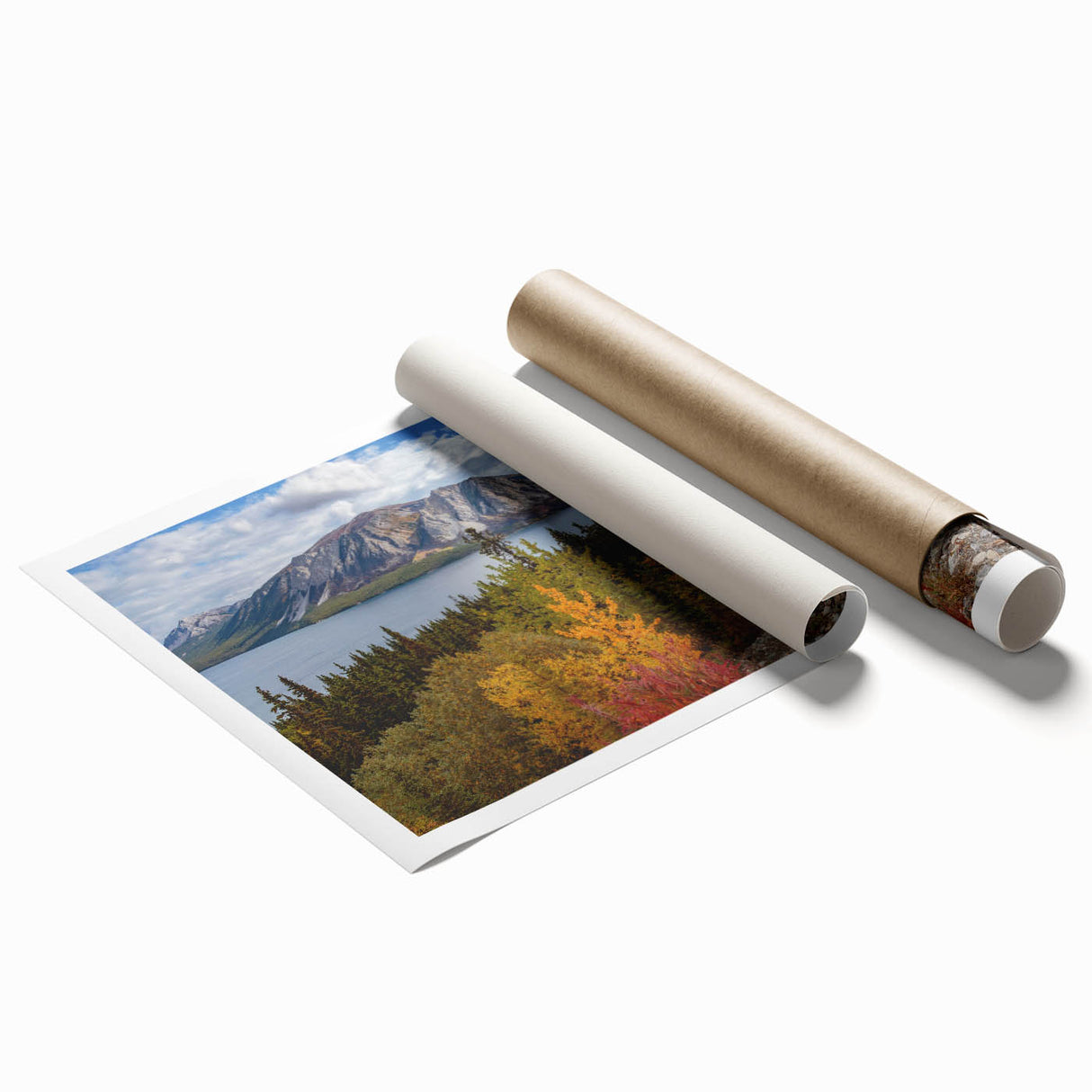 Extra large rolled print of Yukon scenery with vivid green and blue tones, ideal for classy bathroom wall art.