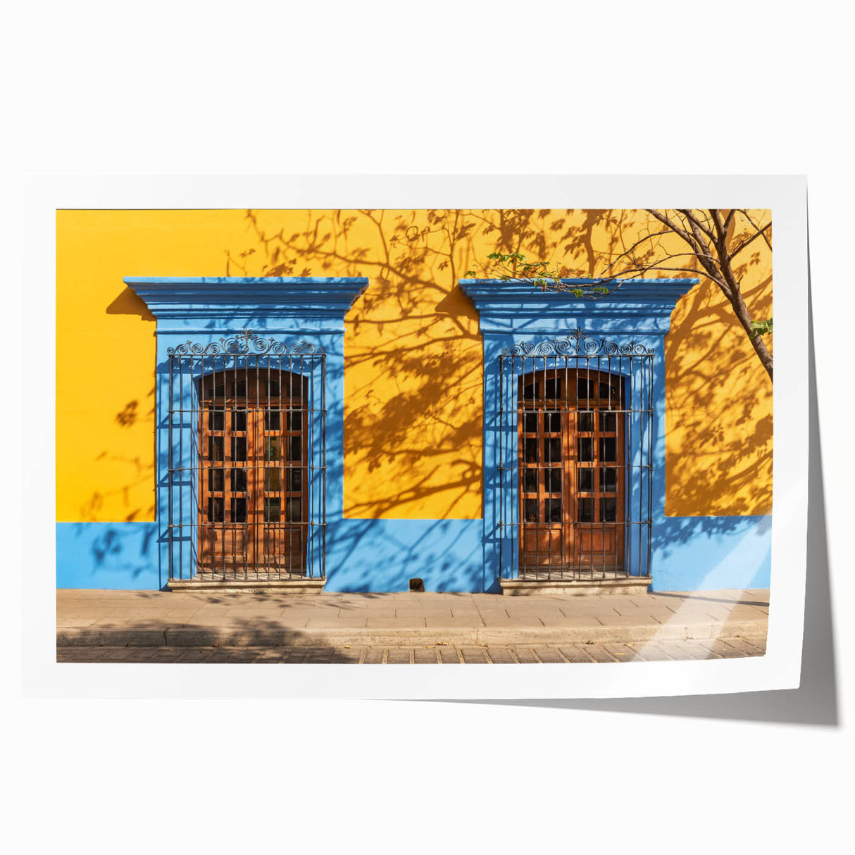 Extra large rolled print of Oaxaca scenery with vibrant floral elements, ideal for dining room wall art.
