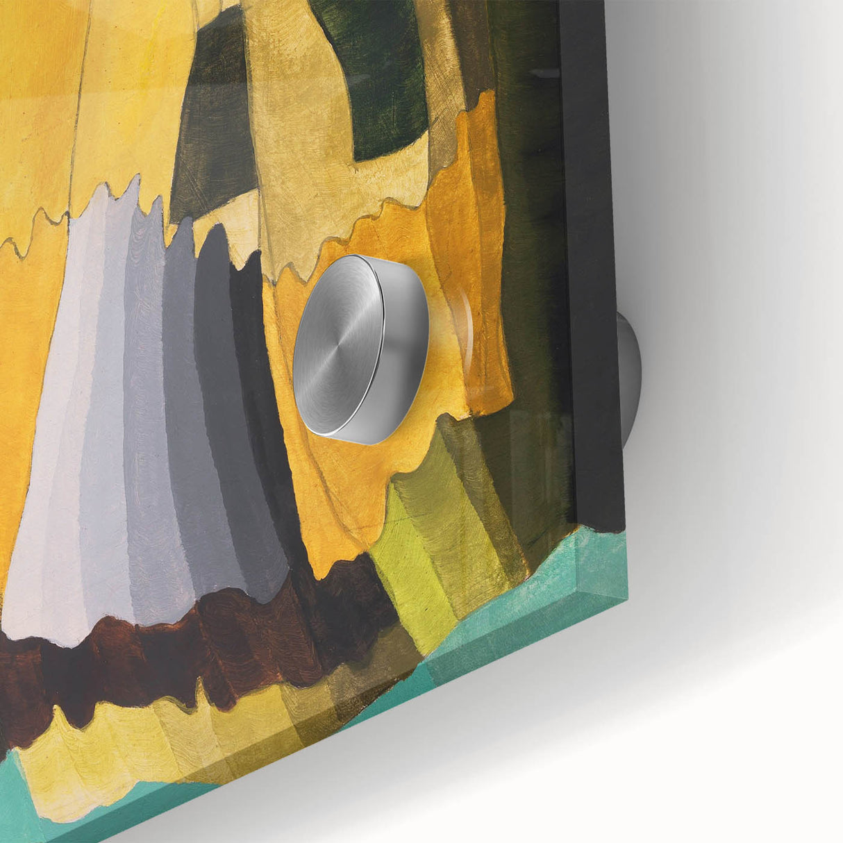 Abstract Modern Art: Vibrant Earthy Composition with Teal and Yellow