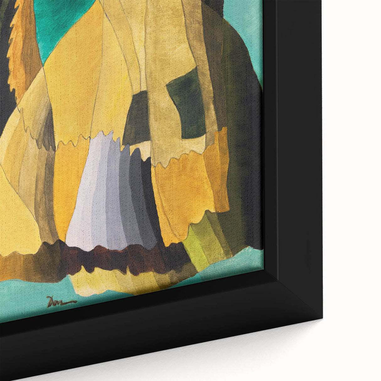 Abstract Modern Art: Vibrant Earthy Composition with Teal and Yellow