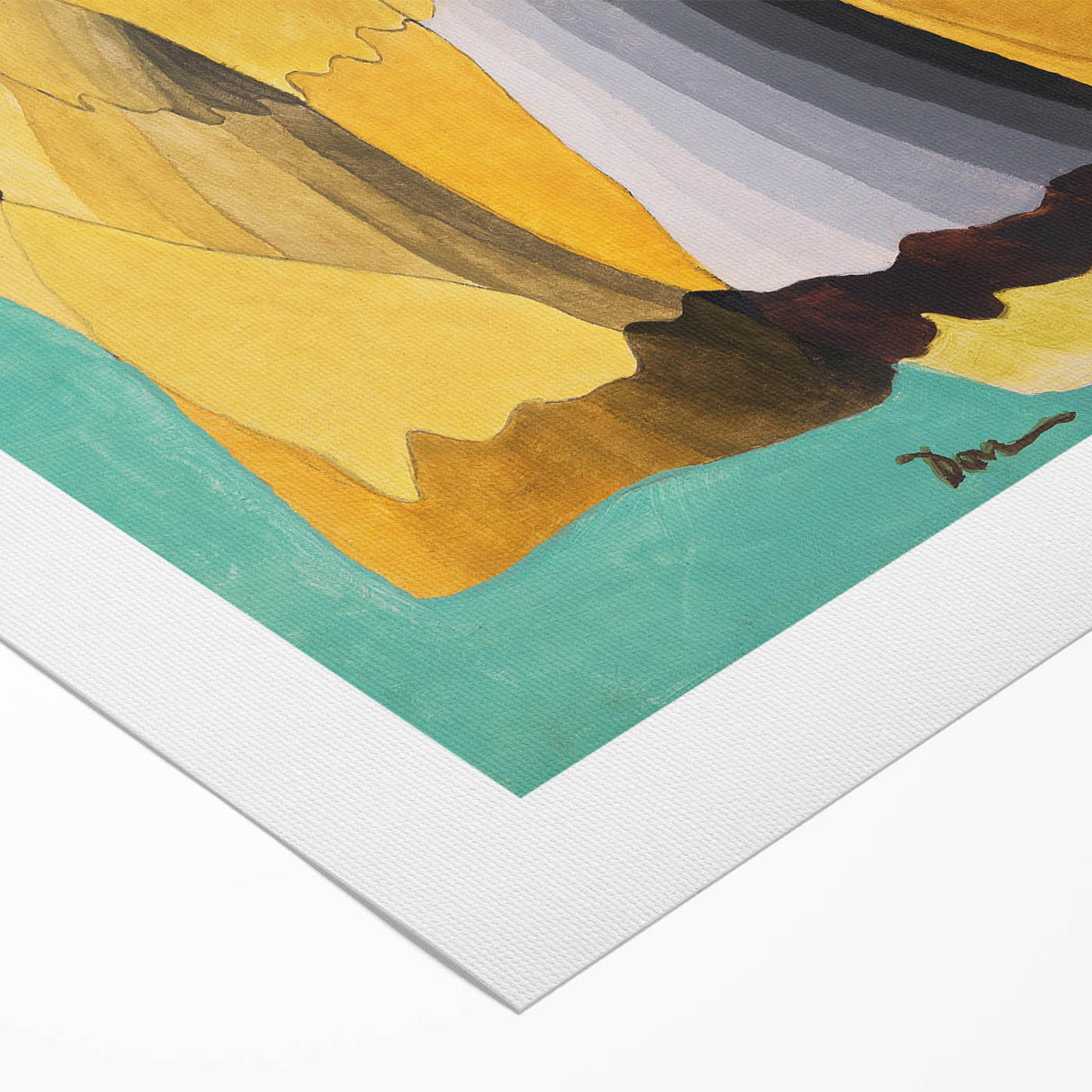 Abstract Modern Art: Vibrant Earthy Composition with Teal and Yellow