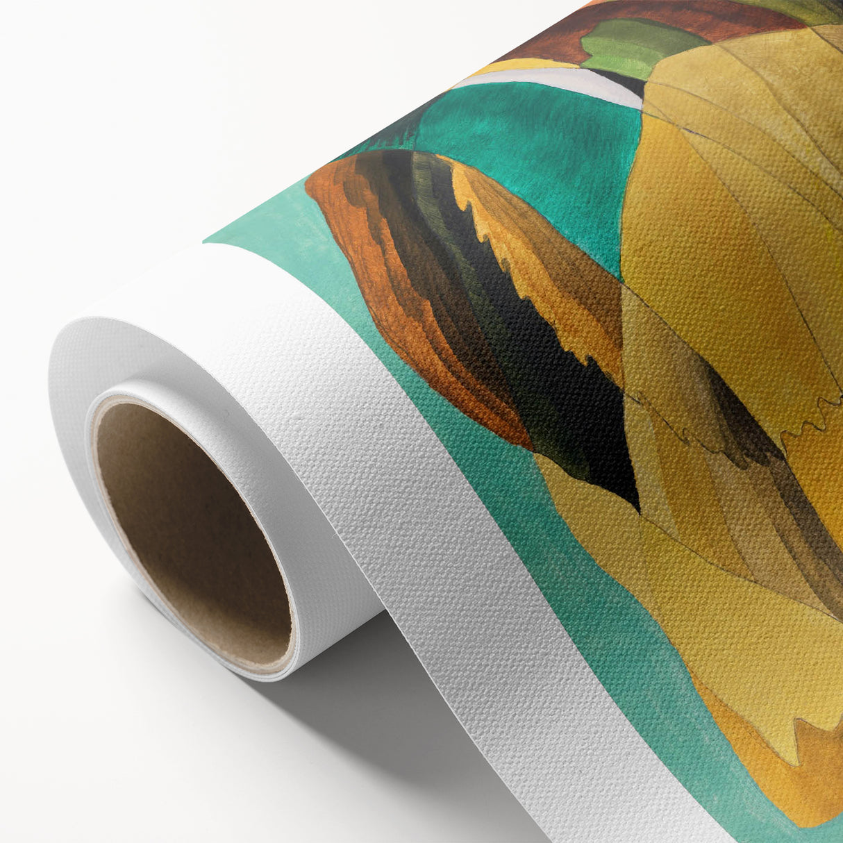 Abstract Modern Art: Vibrant Earthy Composition with Teal and Yellow