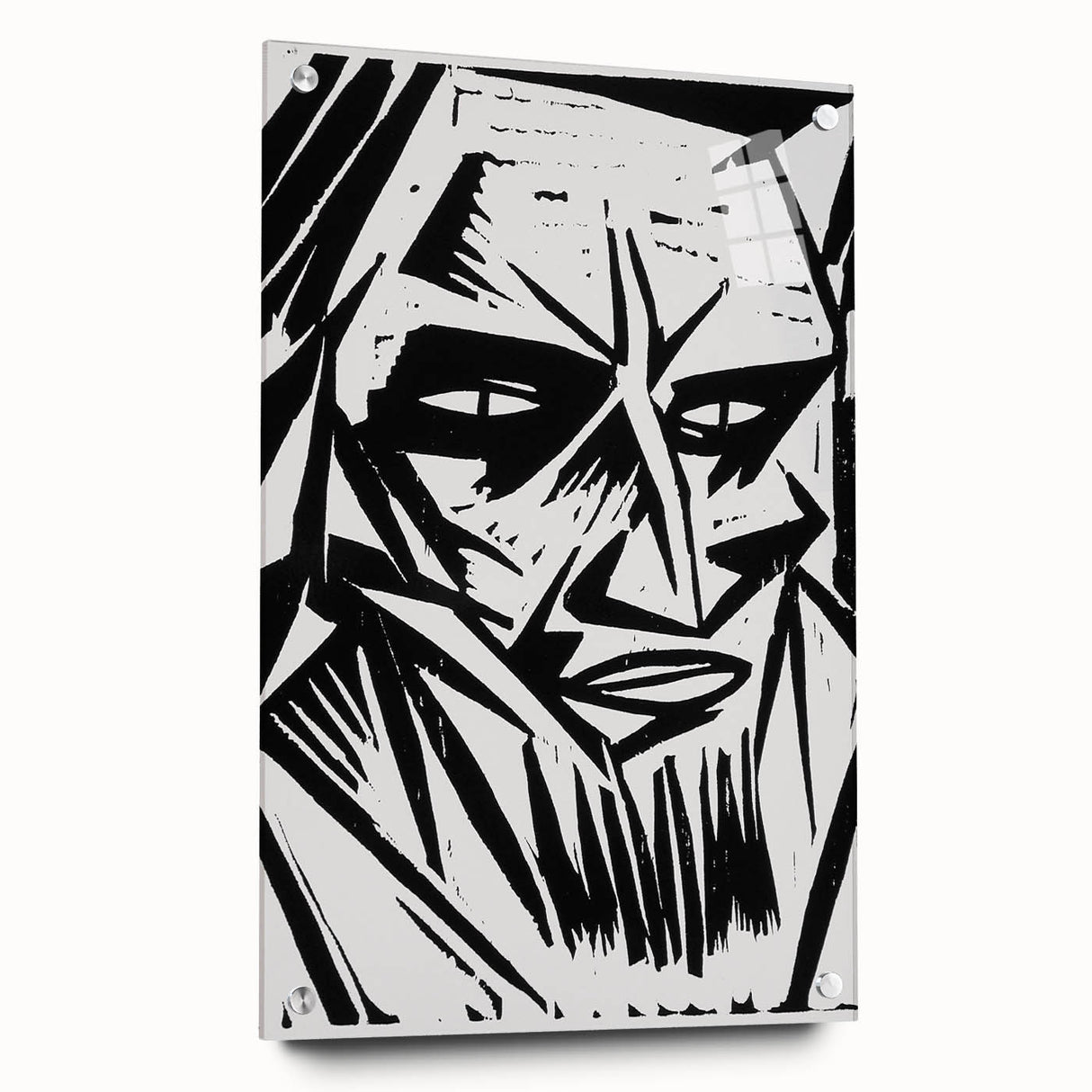 Expressionist Modern Art: Bold Black and White Portrait by Otto Lange