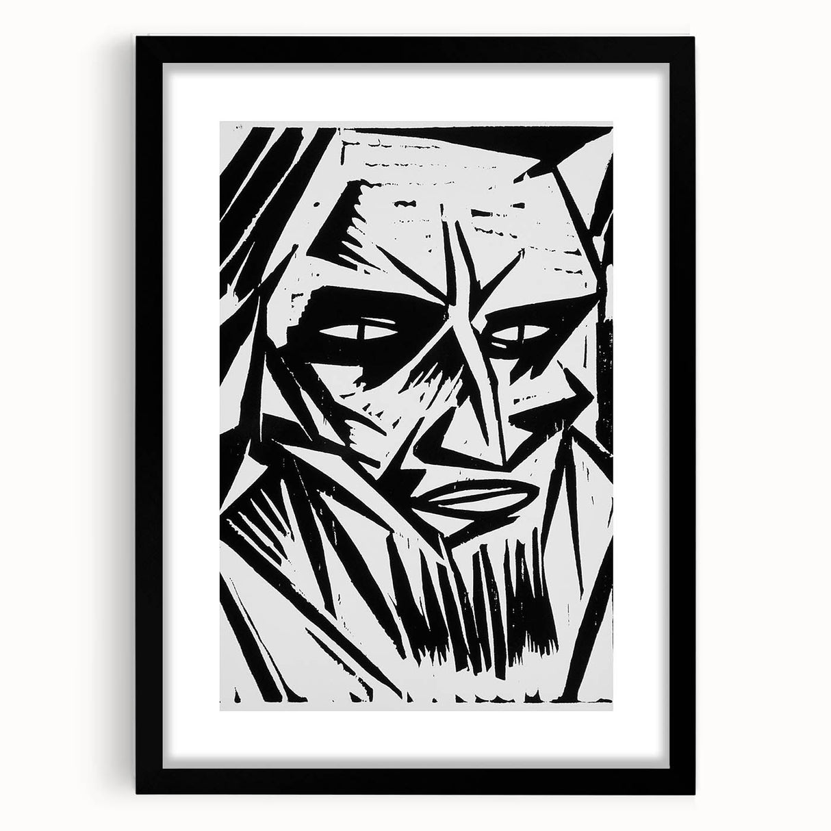 Expressionist Modern Art: Bold Black and White Portrait by Otto Lange