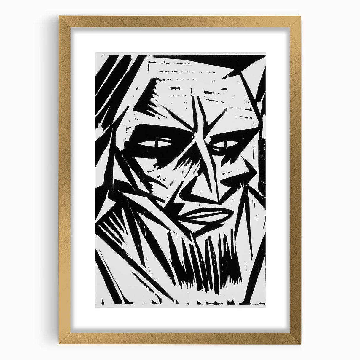 Expressionist Modern Art: Bold Black and White Portrait by Otto Lange