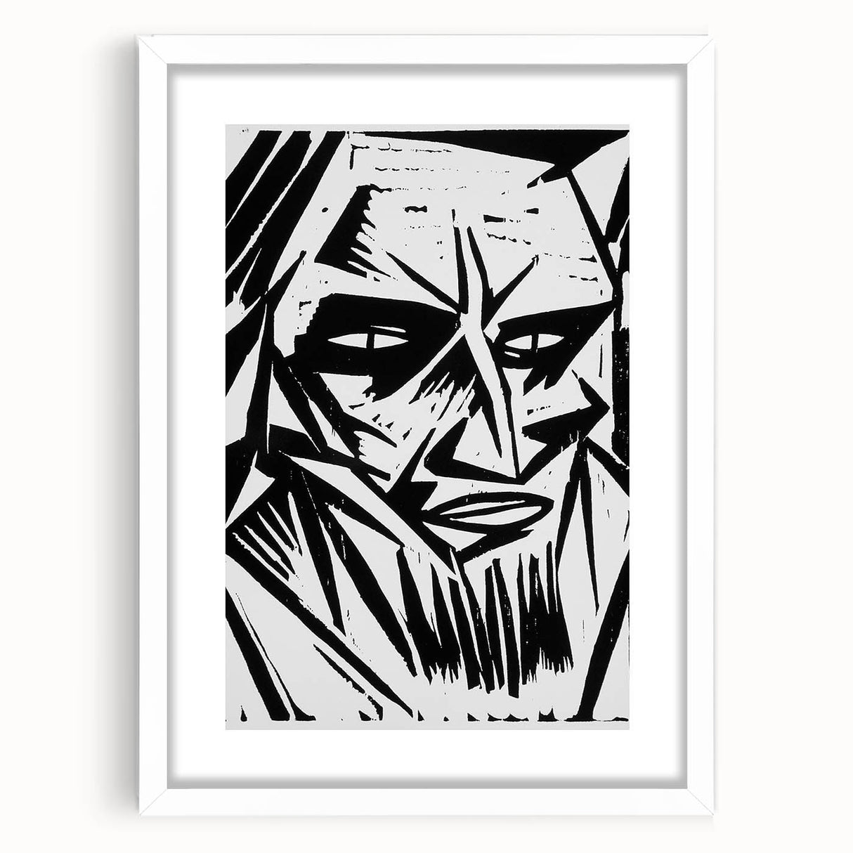 Expressionist Modern Art: Bold Black and White Portrait by Otto Lange