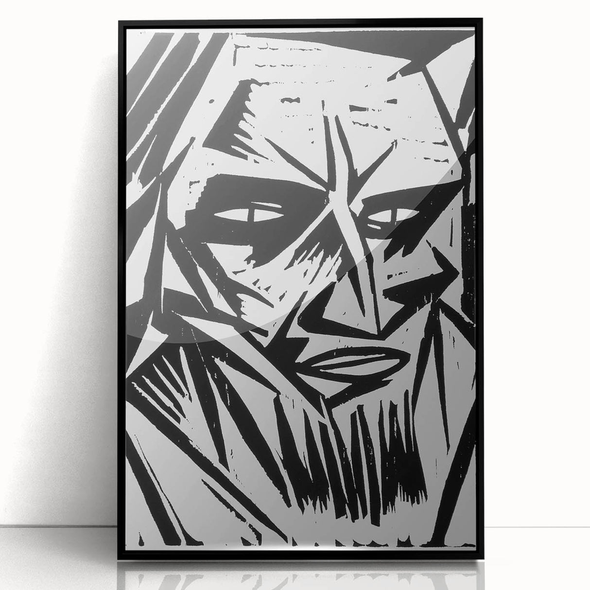 Expressionist Modern Art: Bold Black and White Portrait by Otto Lange