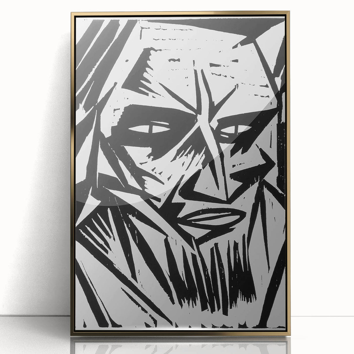 Expressionist Modern Art: Bold Black and White Portrait by Otto Lange