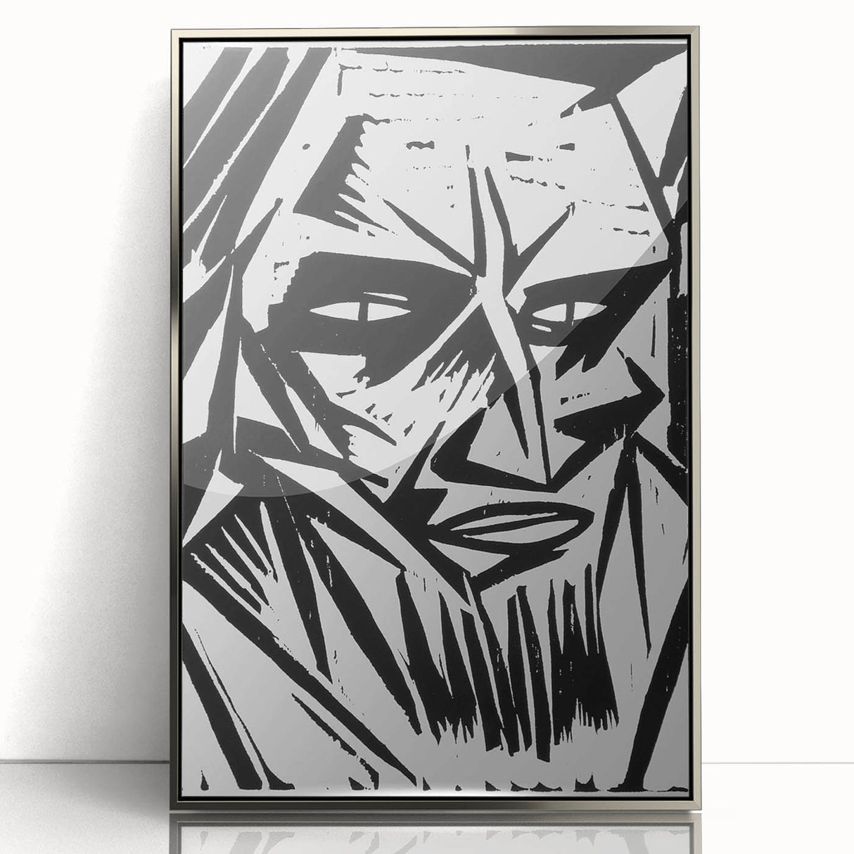 Expressionist Modern Art: Bold Black and White Portrait by Otto Lange