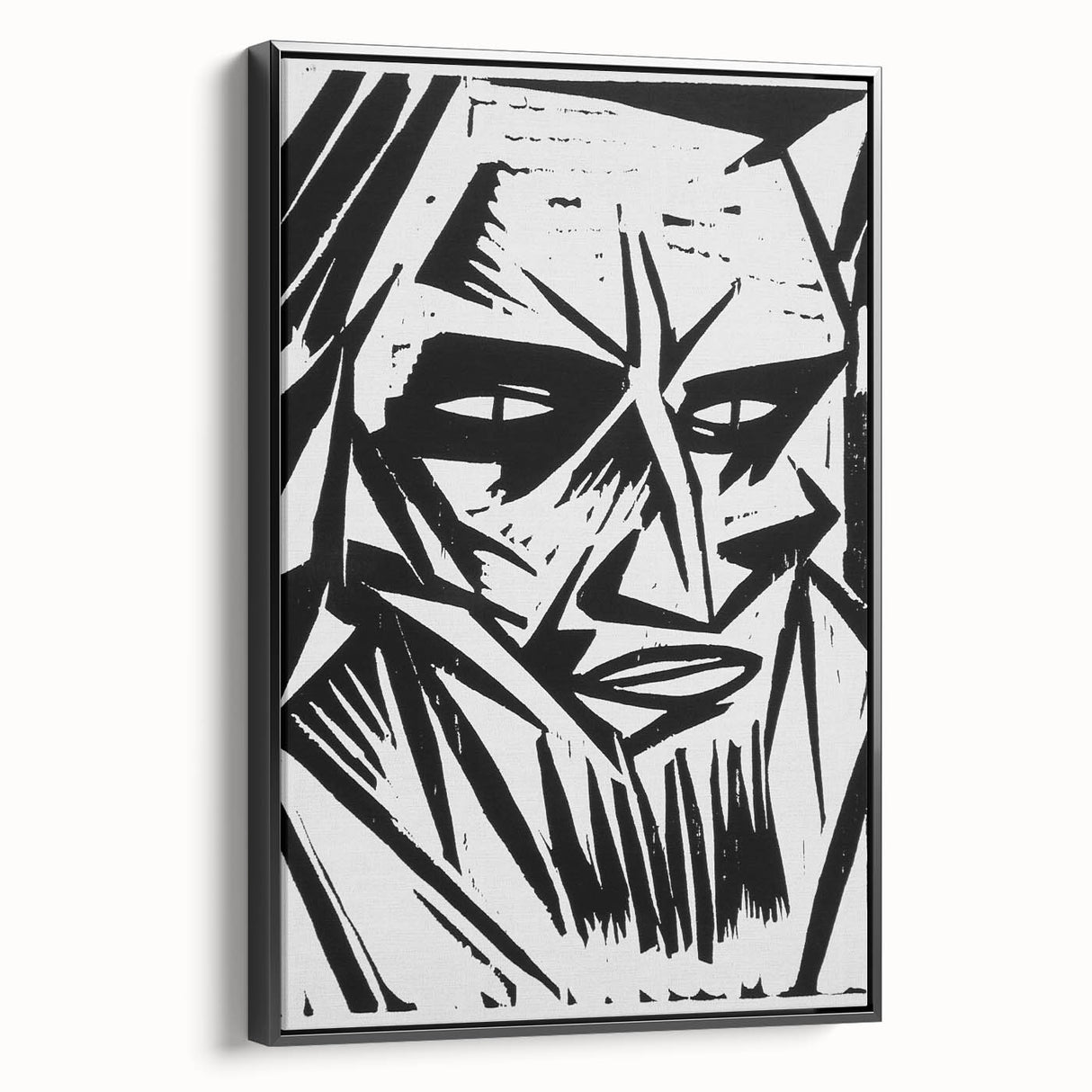 Expressionist Modern Art: Bold Black and White Portrait by Otto Lange