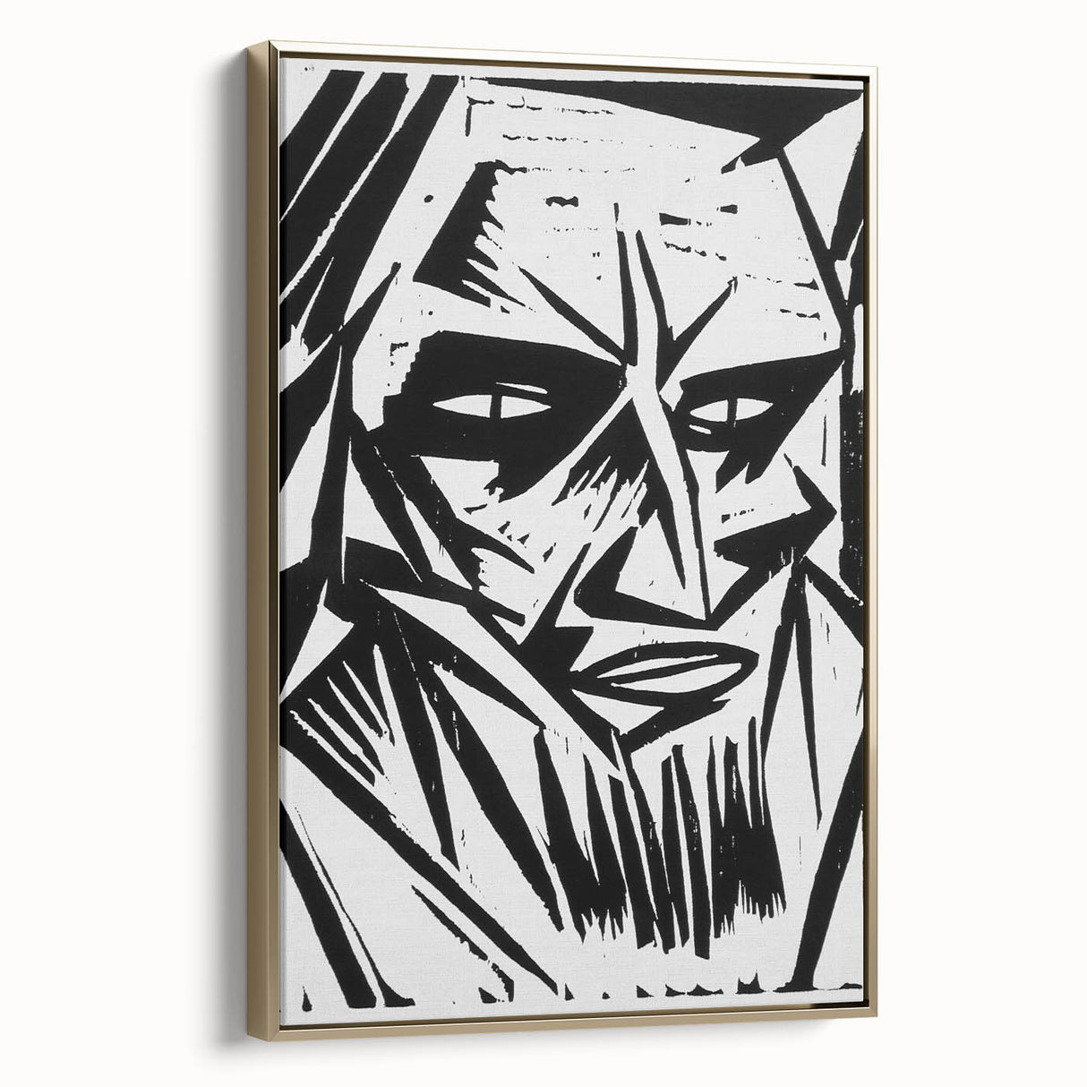 Expressionist Modern Art: Bold Black and White Portrait by Otto Lange