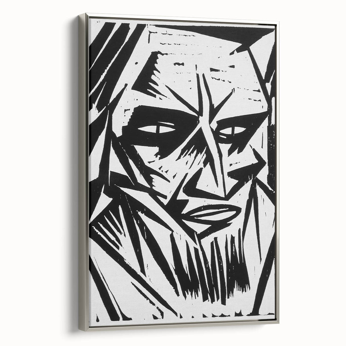 Expressionist Modern Art: Bold Black and White Portrait by Otto Lange