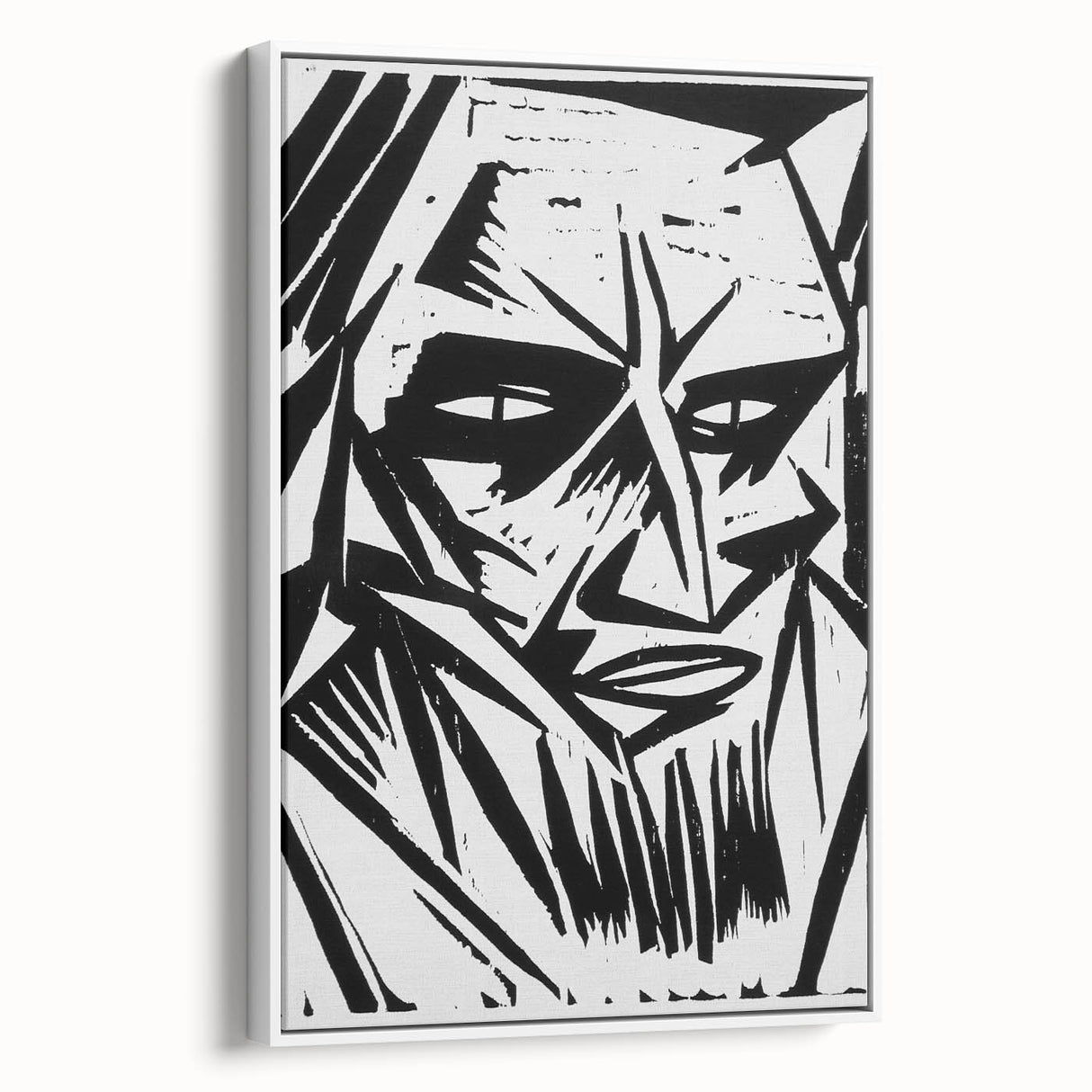 Expressionist Modern Art: Bold Black and White Portrait by Otto Lange