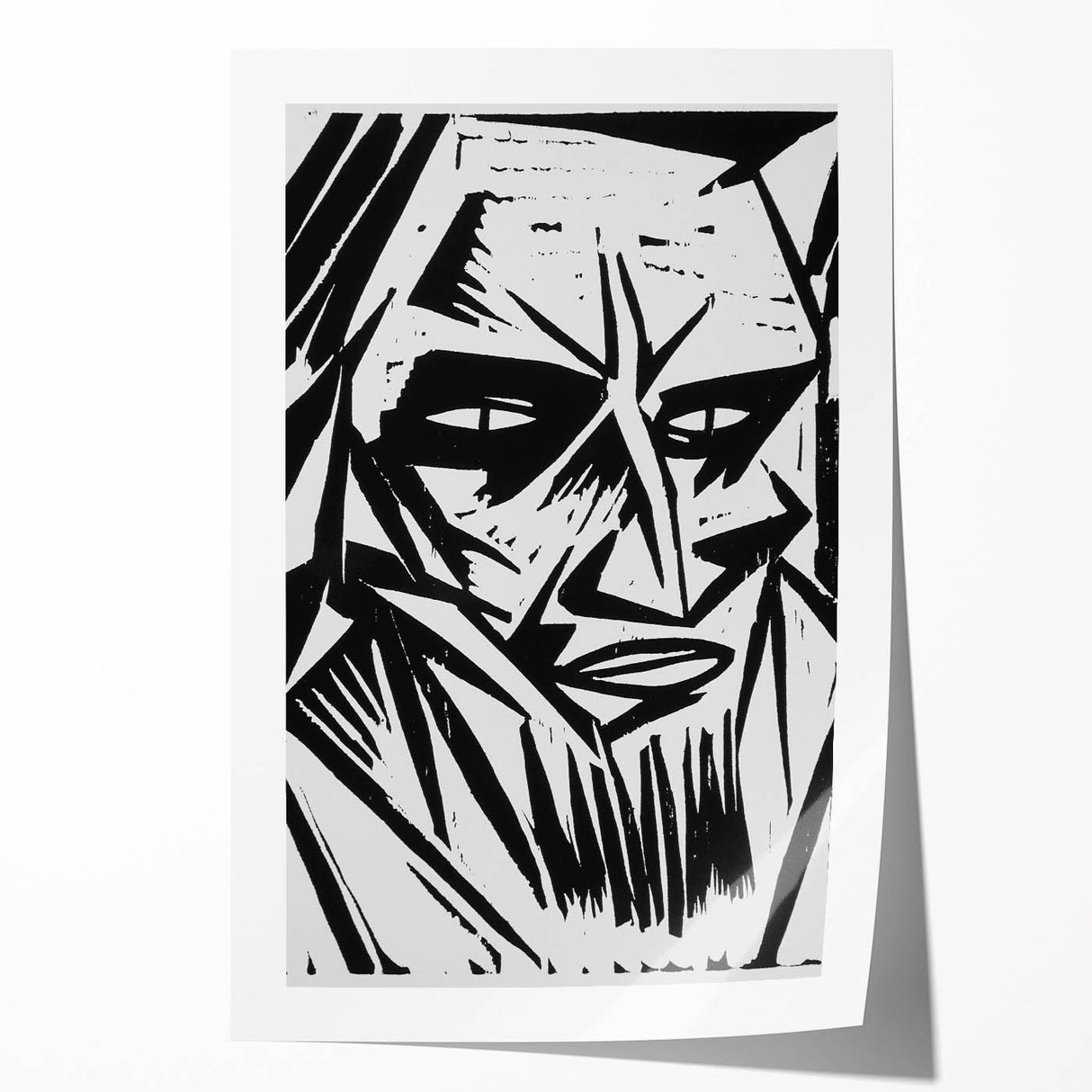 Expressionist Modern Art: Bold Black and White Portrait by Otto Lange