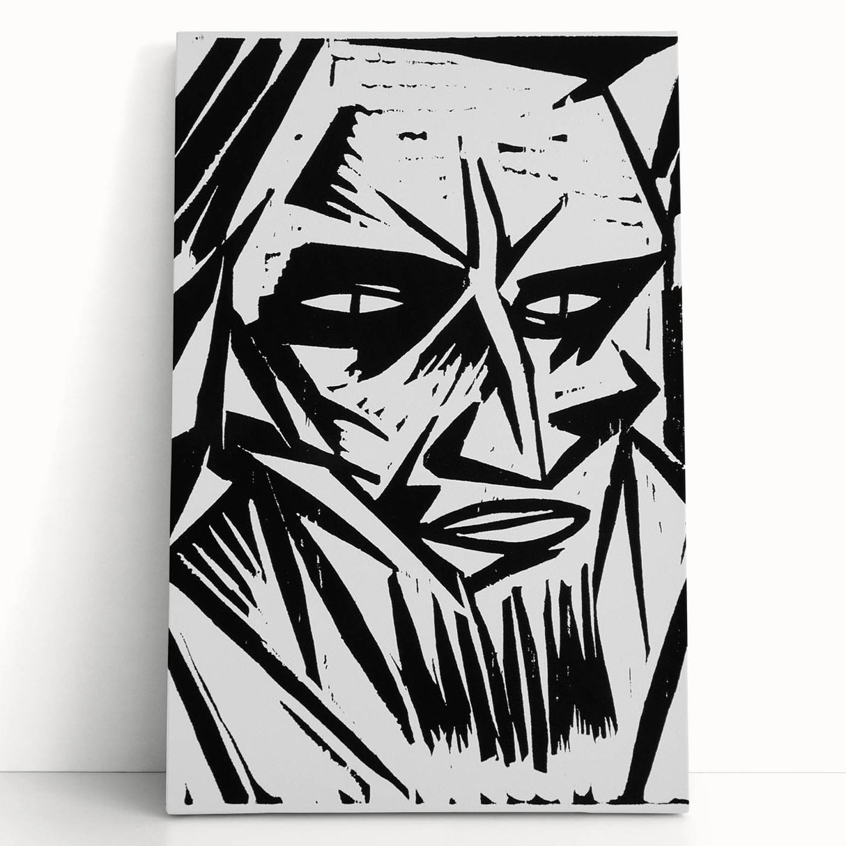 Expressionist Modern Art: Bold Black and White Portrait by Otto Lange