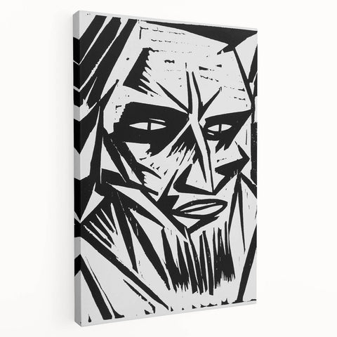 Expressionist Modern Art: Bold Black and White Portrait by Otto Lange