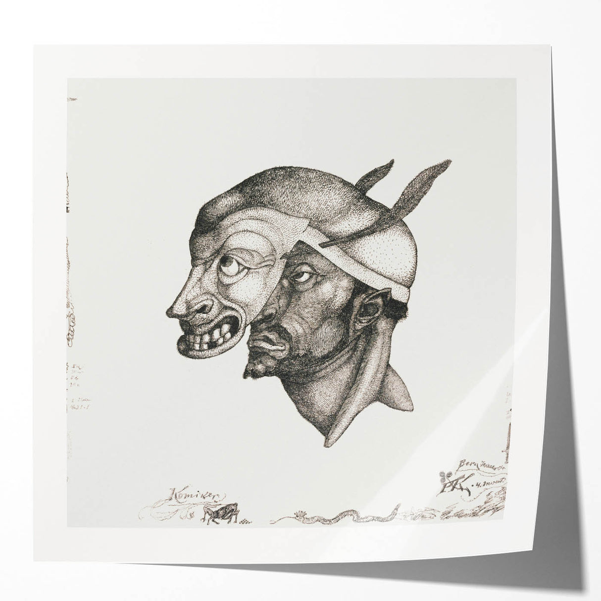 Modern Wall Art – Paul Klee’s "Komiker" in Intricate Monochrome