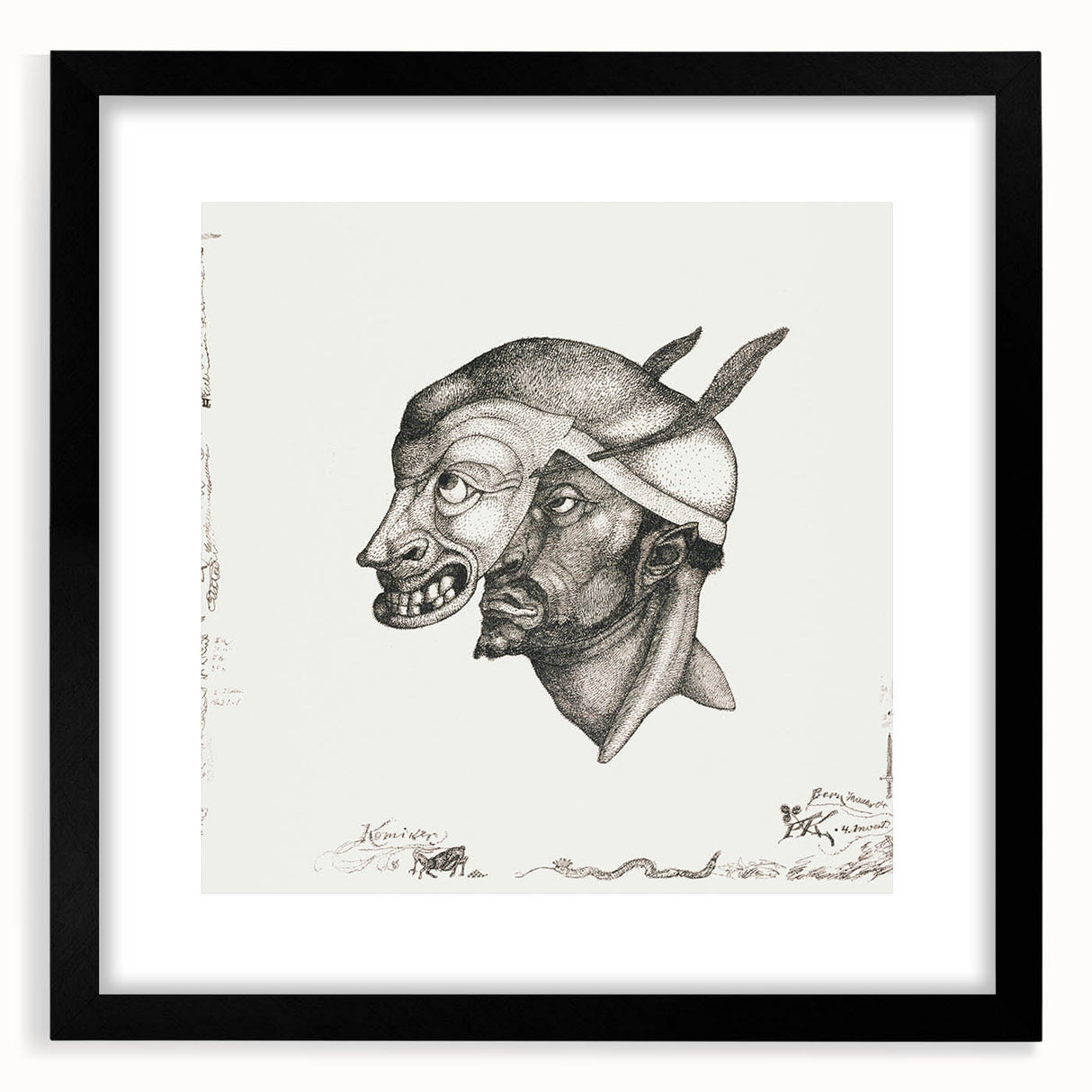 Modern Wall Art – Paul Klee’s "Komiker" in Intricate Monochrome