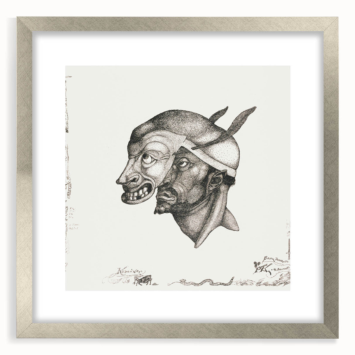 Modern Wall Art – Paul Klee’s "Komiker" in Intricate Monochrome