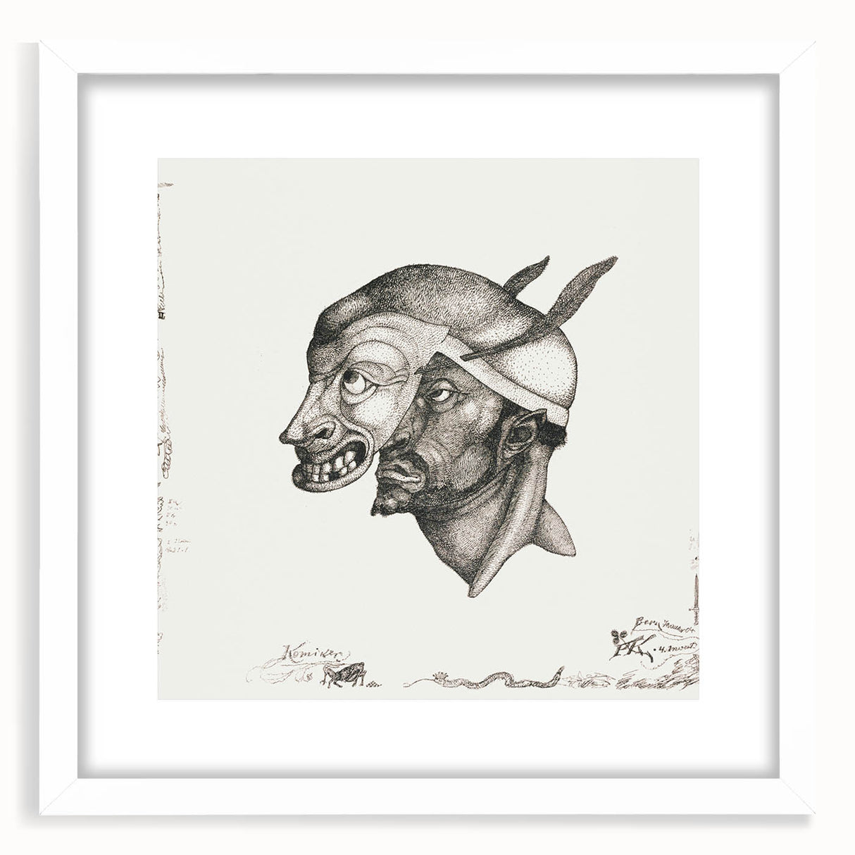 Modern Wall Art – Paul Klee’s "Komiker" in Intricate Monochrome