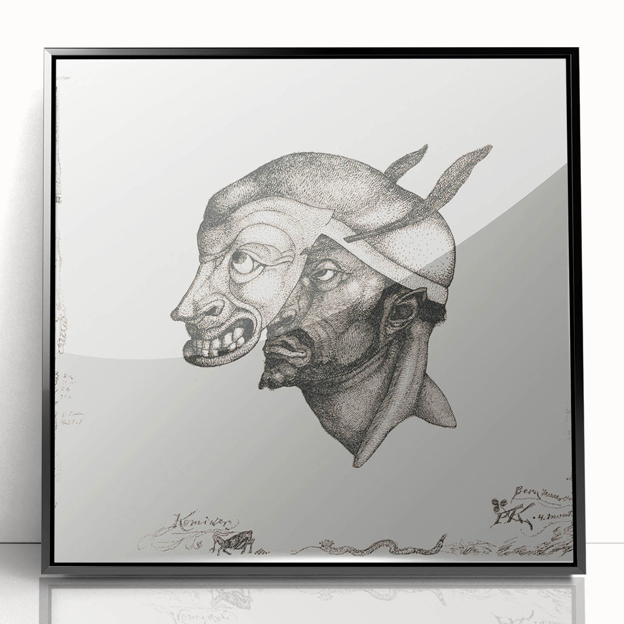 Modern Wall Art – Paul Klee’s "Komiker" in Intricate Monochrome