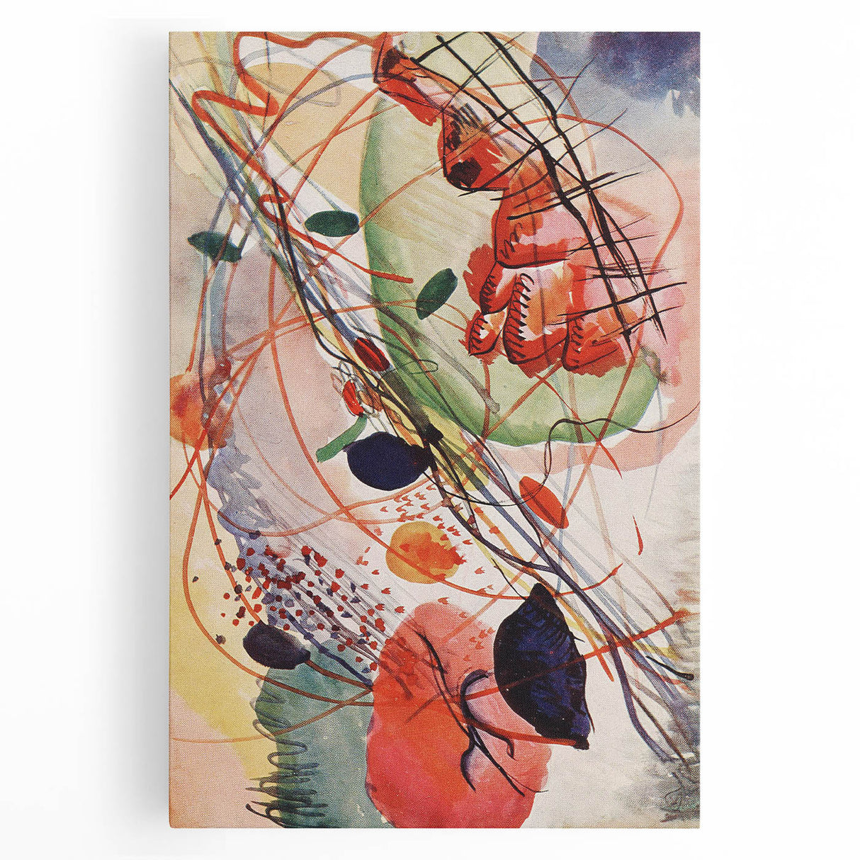 Modern Abstract Art: Vibrant Shapes in Red, Blue, and Yellow Tones