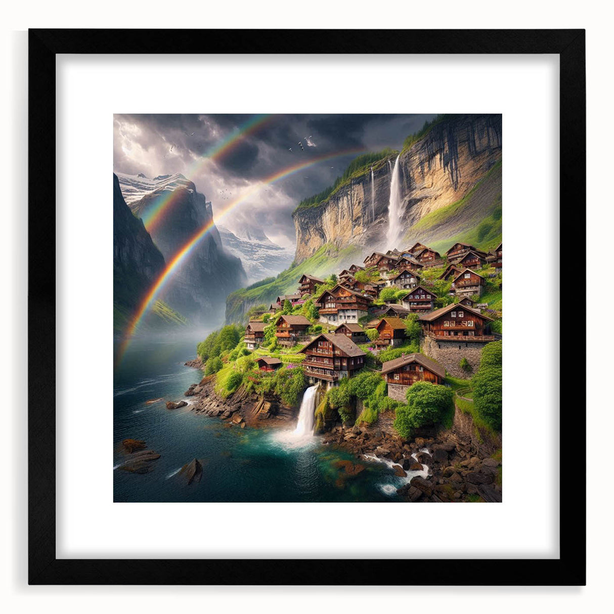 Abstract art print depicting vibrant, colorful African scenery on a large, textured canvas, ideal for living room decor.