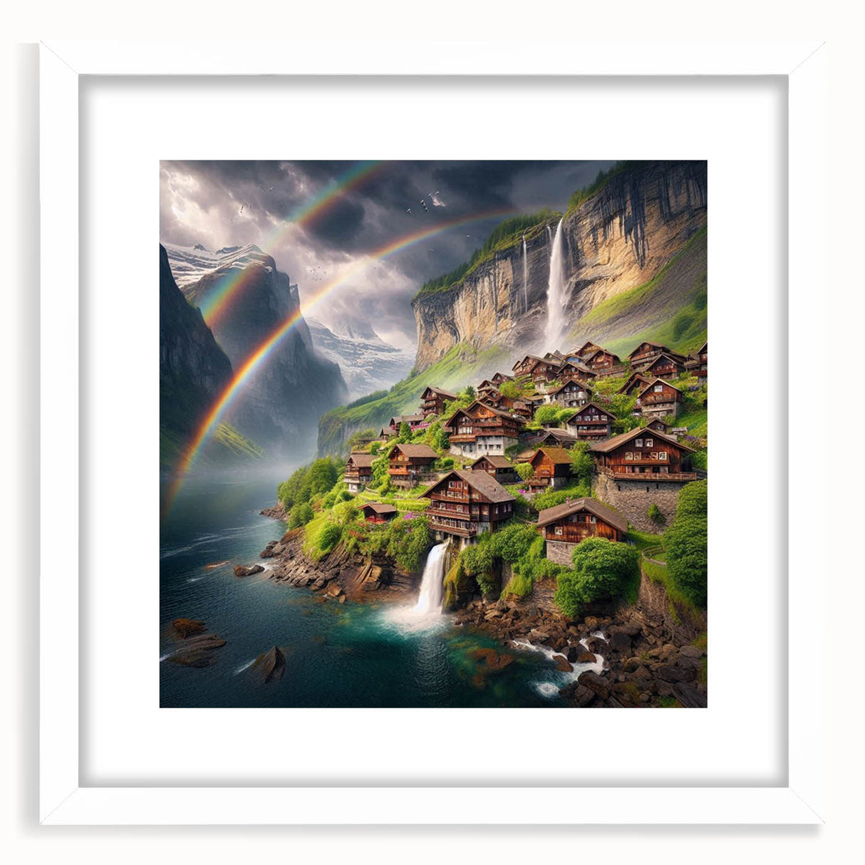 Abstract art print of Zambia scenery in muted earth tones on a white matted frame, suitable for dining room decor.