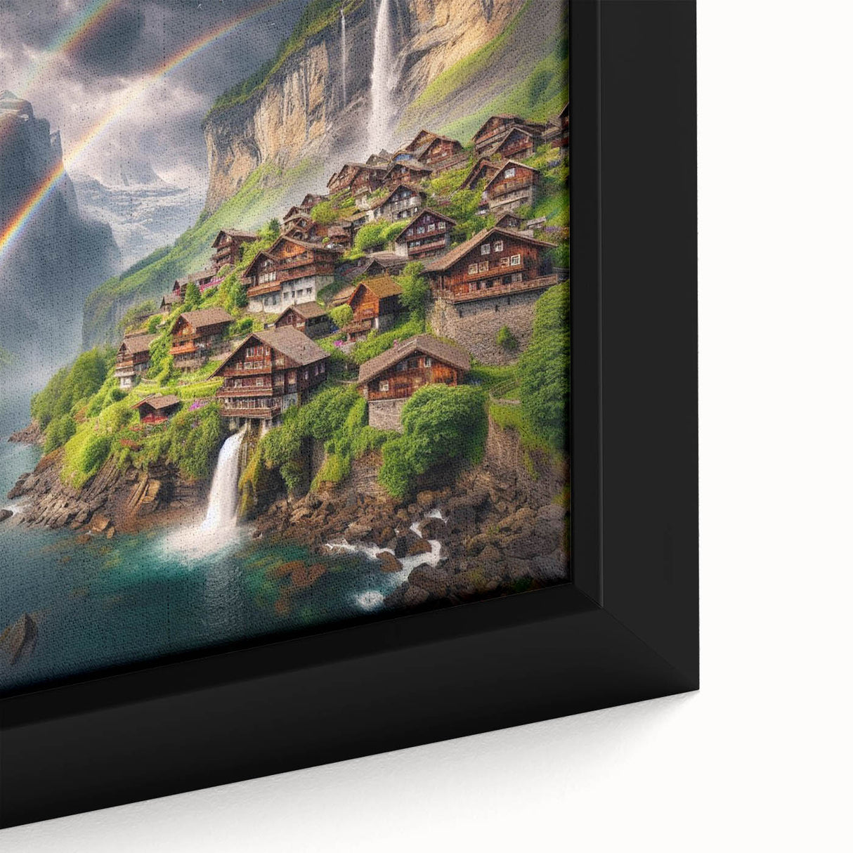Framed canvas depicting a textured African landscape in vibrant colors, ideal for living room decor.