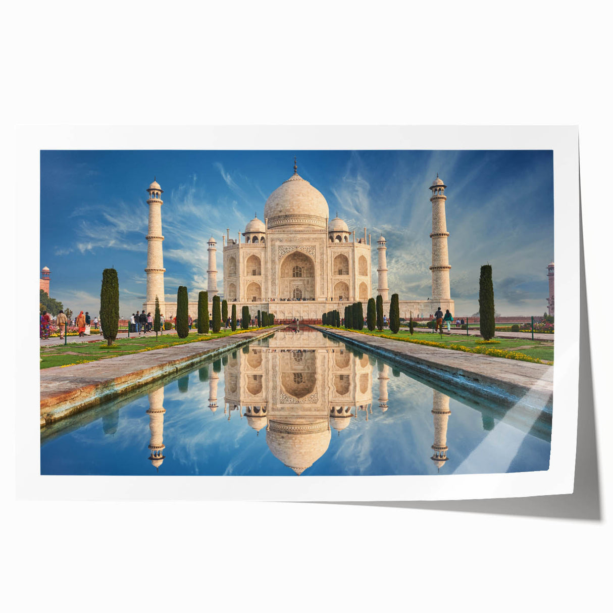 Extra large rolled print of an Indian scenery with vibrant floral elements, ideal for art wall dining room.