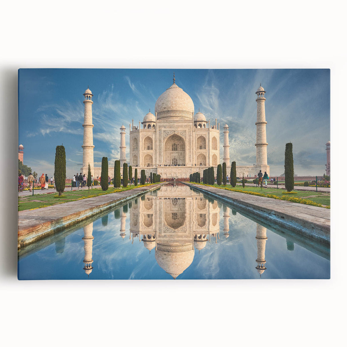 Black and white large art print of an Indian landscape on stretched canvas, suitable for kitchen wall art.