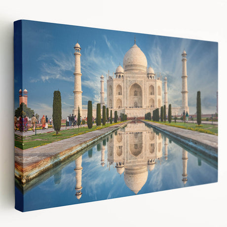 A large canvas print depicting a vibrant Indian landscape in bold colors, ideal for kitchen wall art.