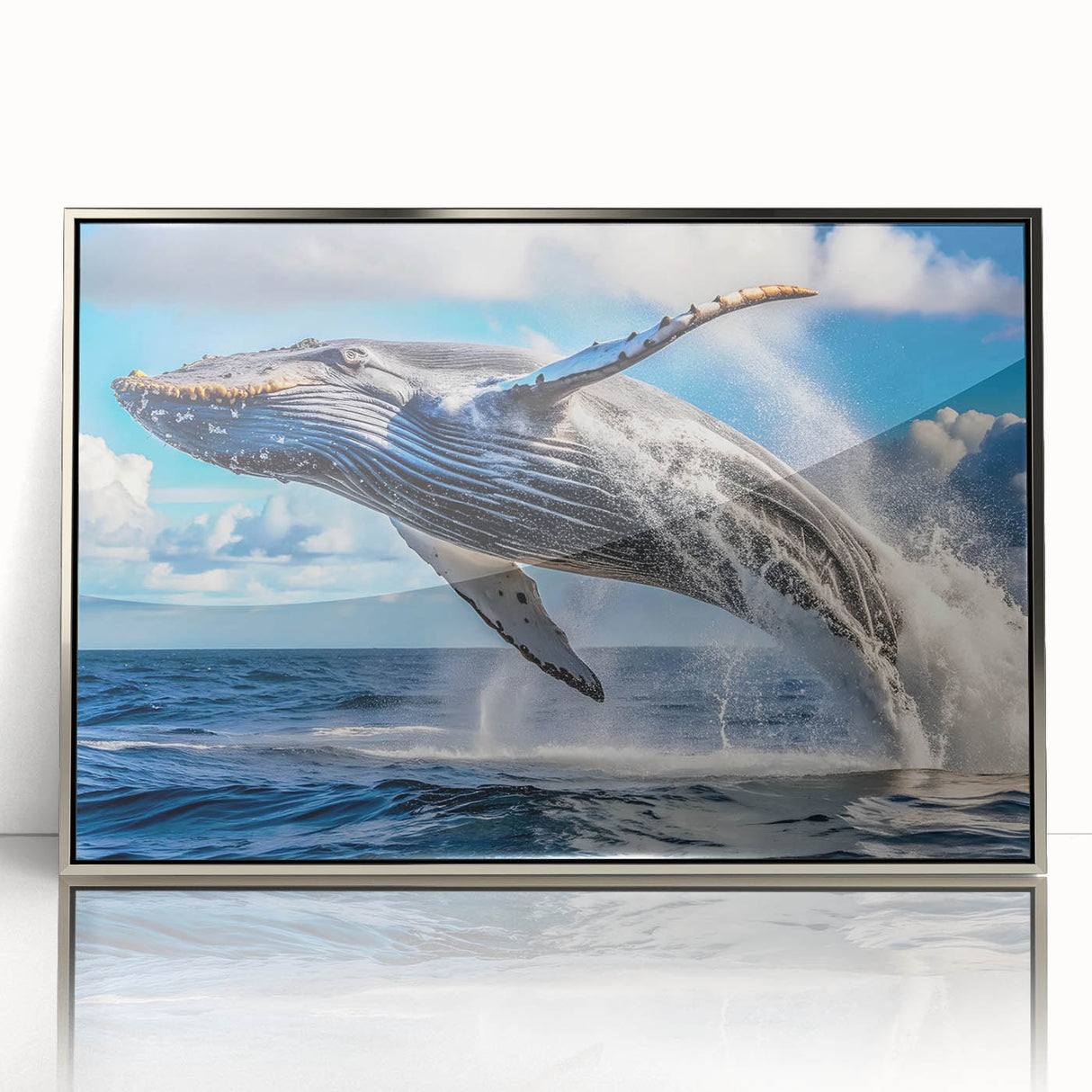 Mid-century modernist art depicting New Brunswick scenery in acrylic, framed in silver, ideal for nursery wall decor.