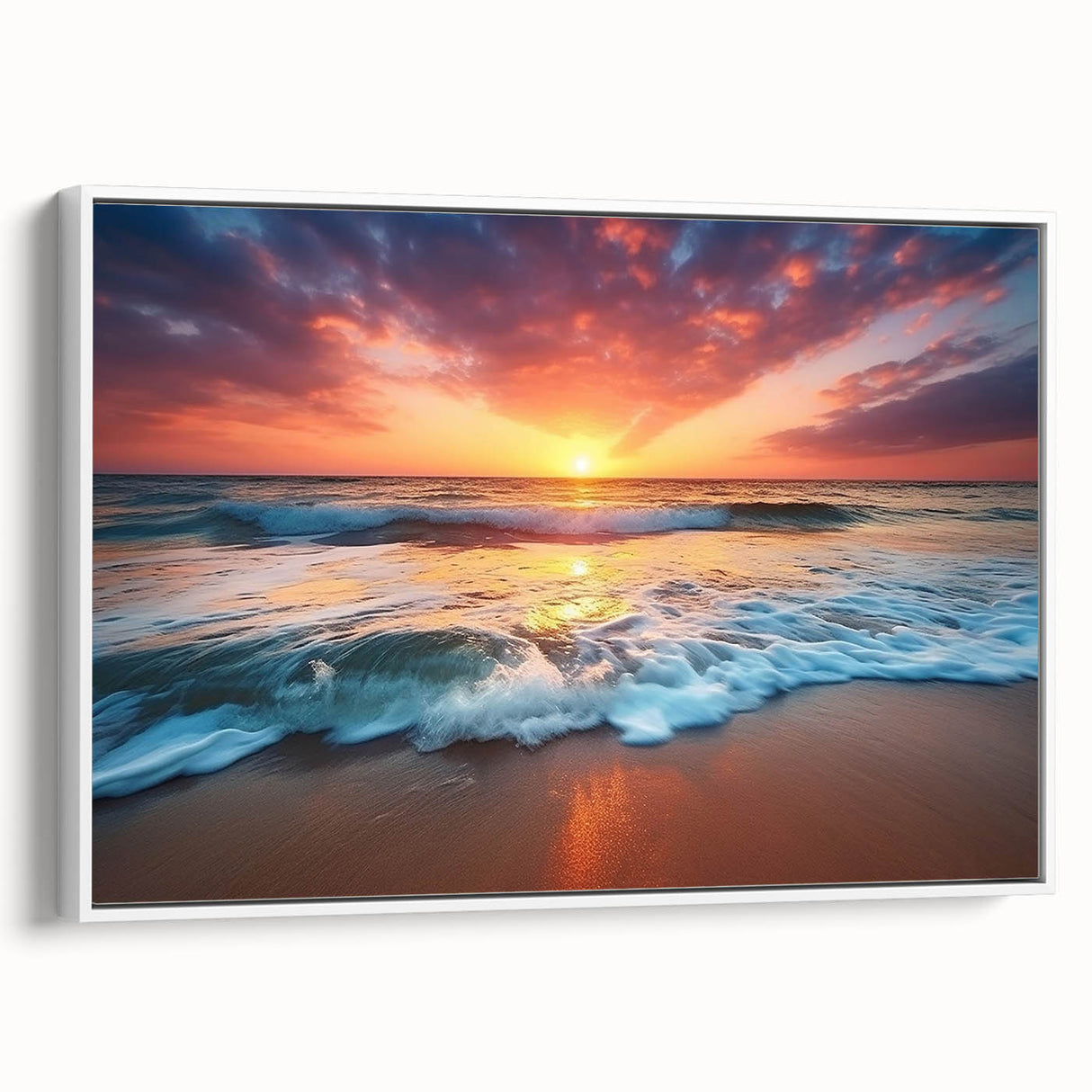 Vintage poster art of a Caribbean Barbados scenery on a framed canvas, featuring vibrant colors ideal for living room decor.