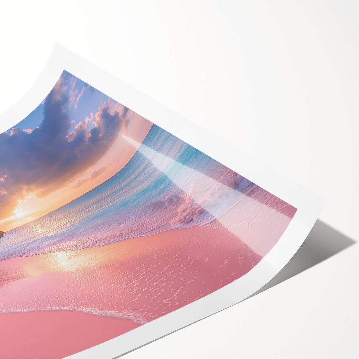 Extra large wall art featuring line art flowers in muted greens and blues on a rolled canvas.