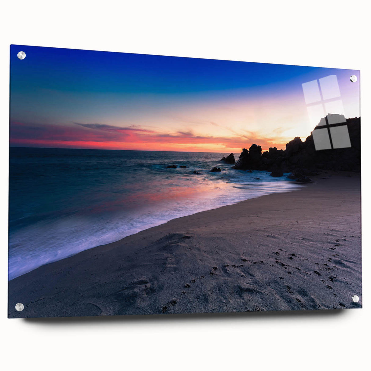 Acrylic print of Cabo San Lucas scenery in muted earth tones, ideal for bedroom or dining room art.