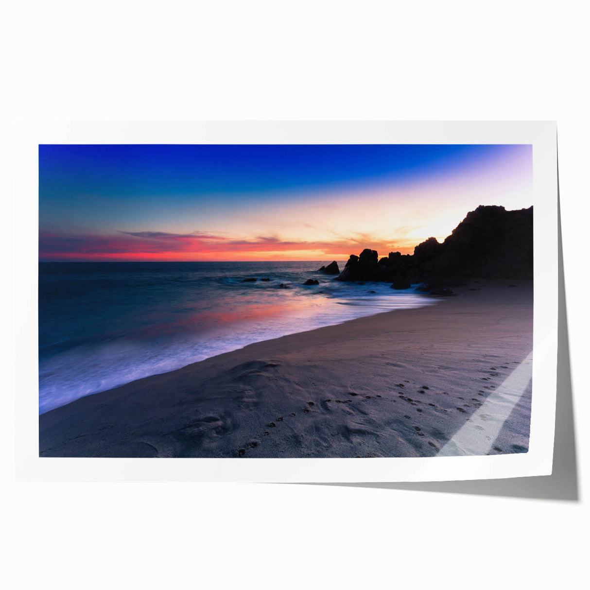 Rolled print of Cabo San Lucas scenery with vibrant ocean and sky tones, ideal for art wall dining room.