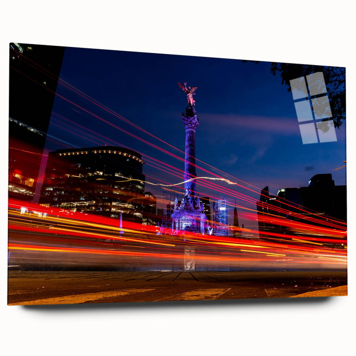Acrylic print of Mexico City scenery in muted earth tones, ideal for dining room decor.