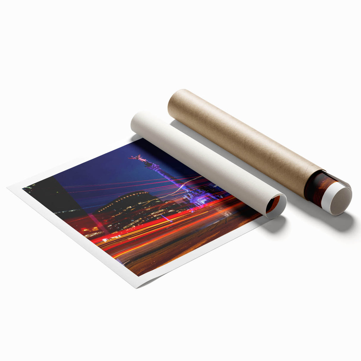 Extra large rolled print featuring Mexico City scenery with muted floral elements, ideal for classy bathroom wall art.