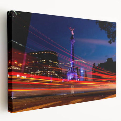 Large canvas print depicting the Mexico City skyline in muted colors, ideal for kitchen wall art.