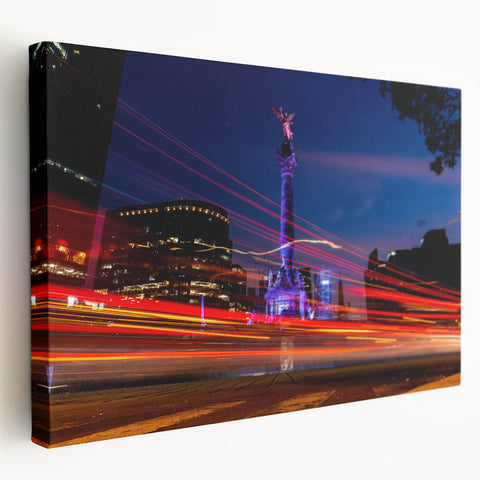 Large canvas print depicting the Mexico City skyline in muted colors, ideal for kitchen wall art.