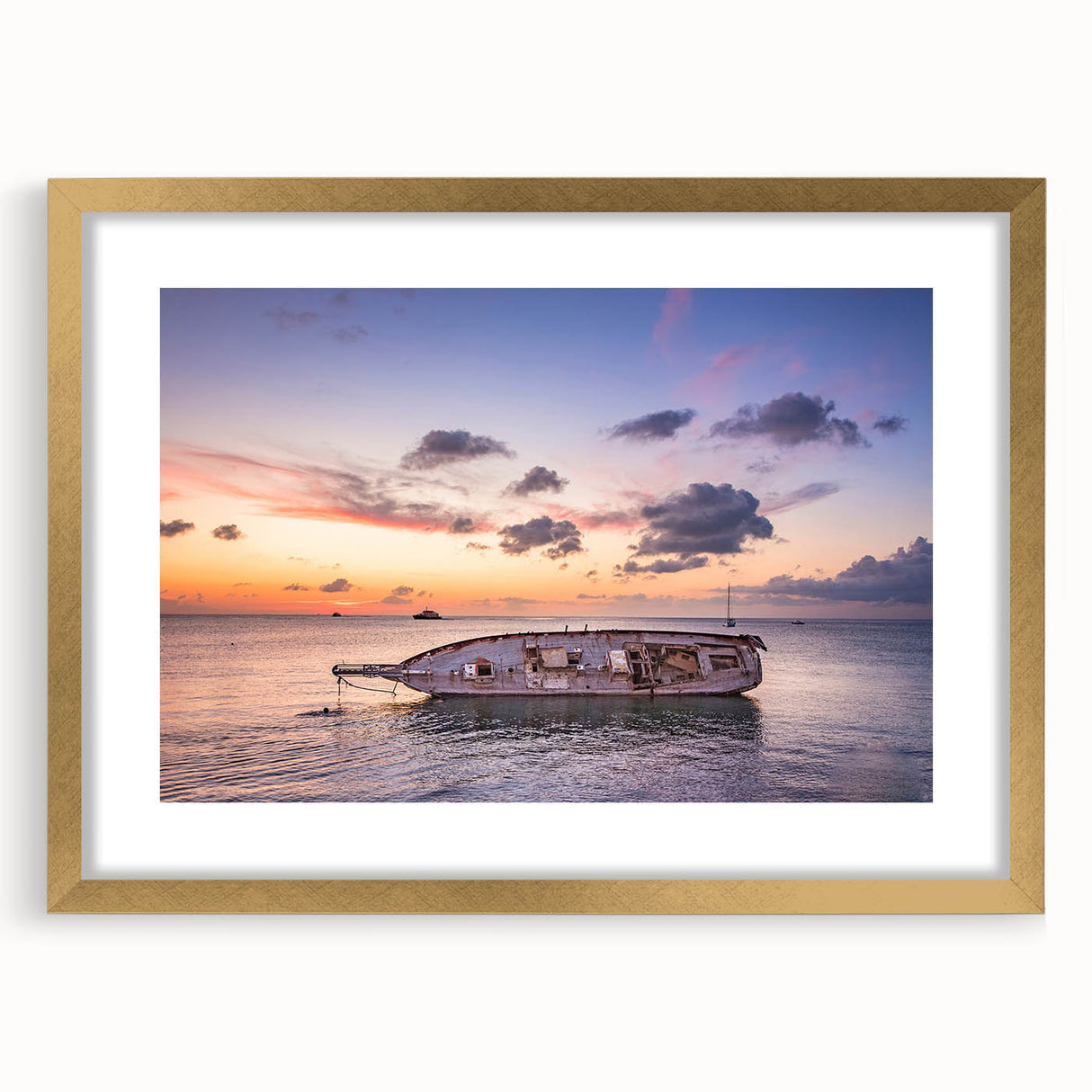 Extra large abstract art print depicting a textured scenery of Oaxaca, Mexico, in a gold frame with mat, using earthy tones.