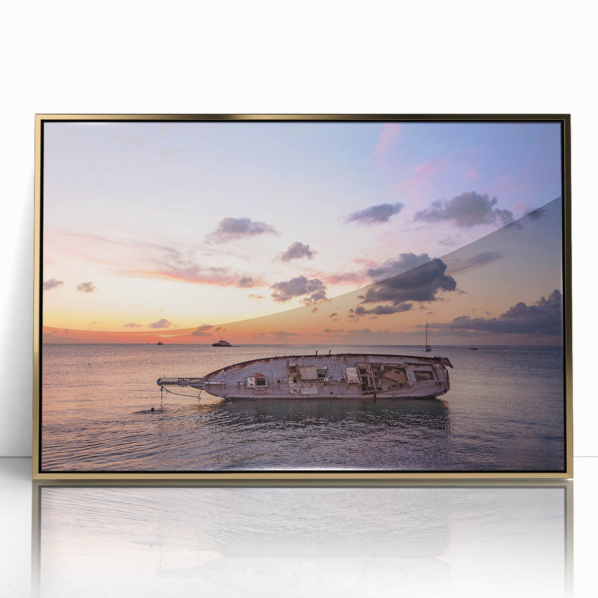 Framed acrylic print of Oaxaca scenery with golden hues, ideal for modern art wall decor.