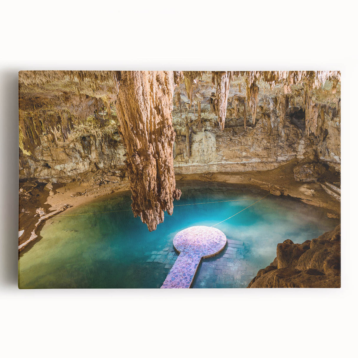 Black and white large art print of Yucatan scenery on stretched canvas, ideal for kitchen wall art.