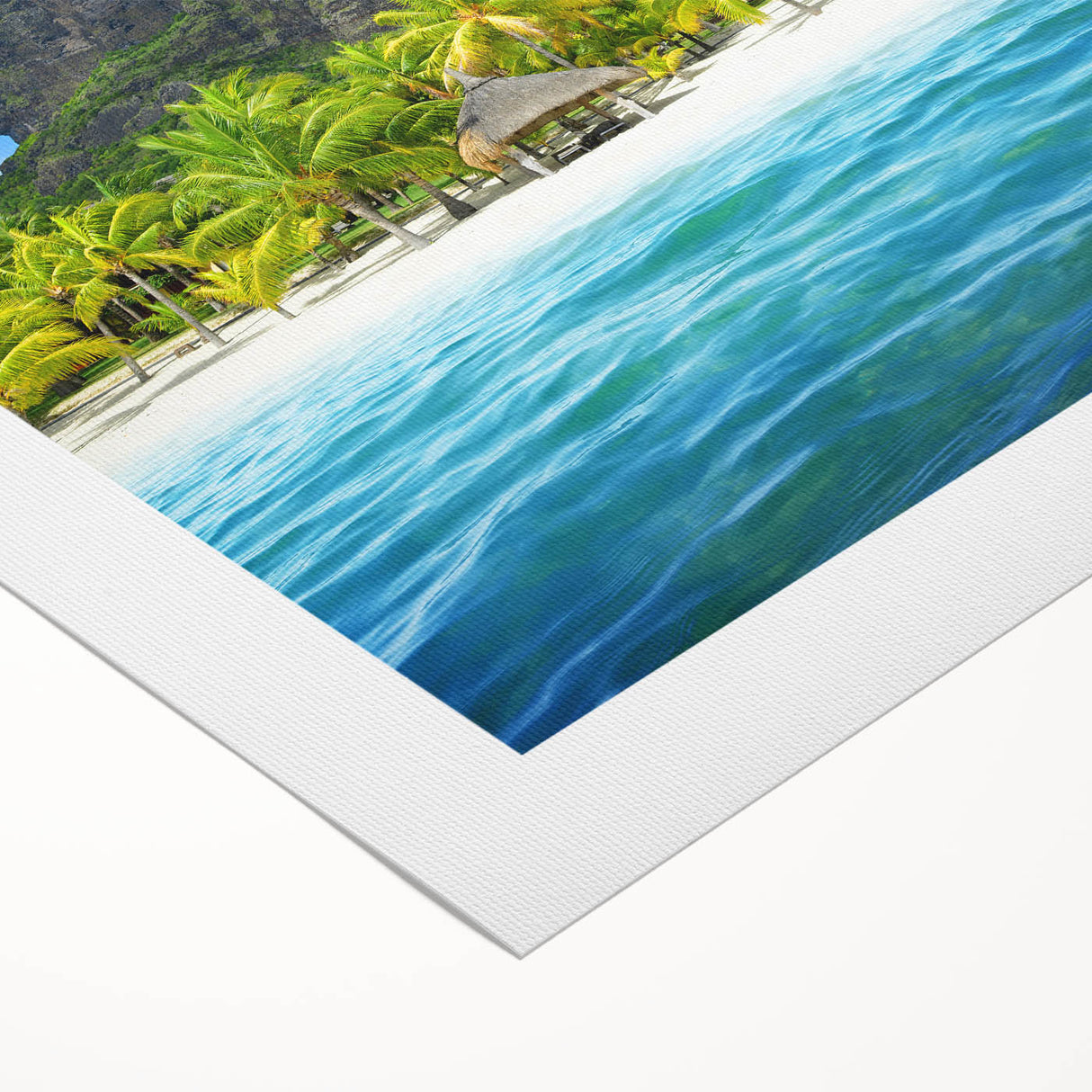 Art deco poster featuring a serene Mauritius landscape in muted earth tones on rolled canvas, suited for dining room walls.