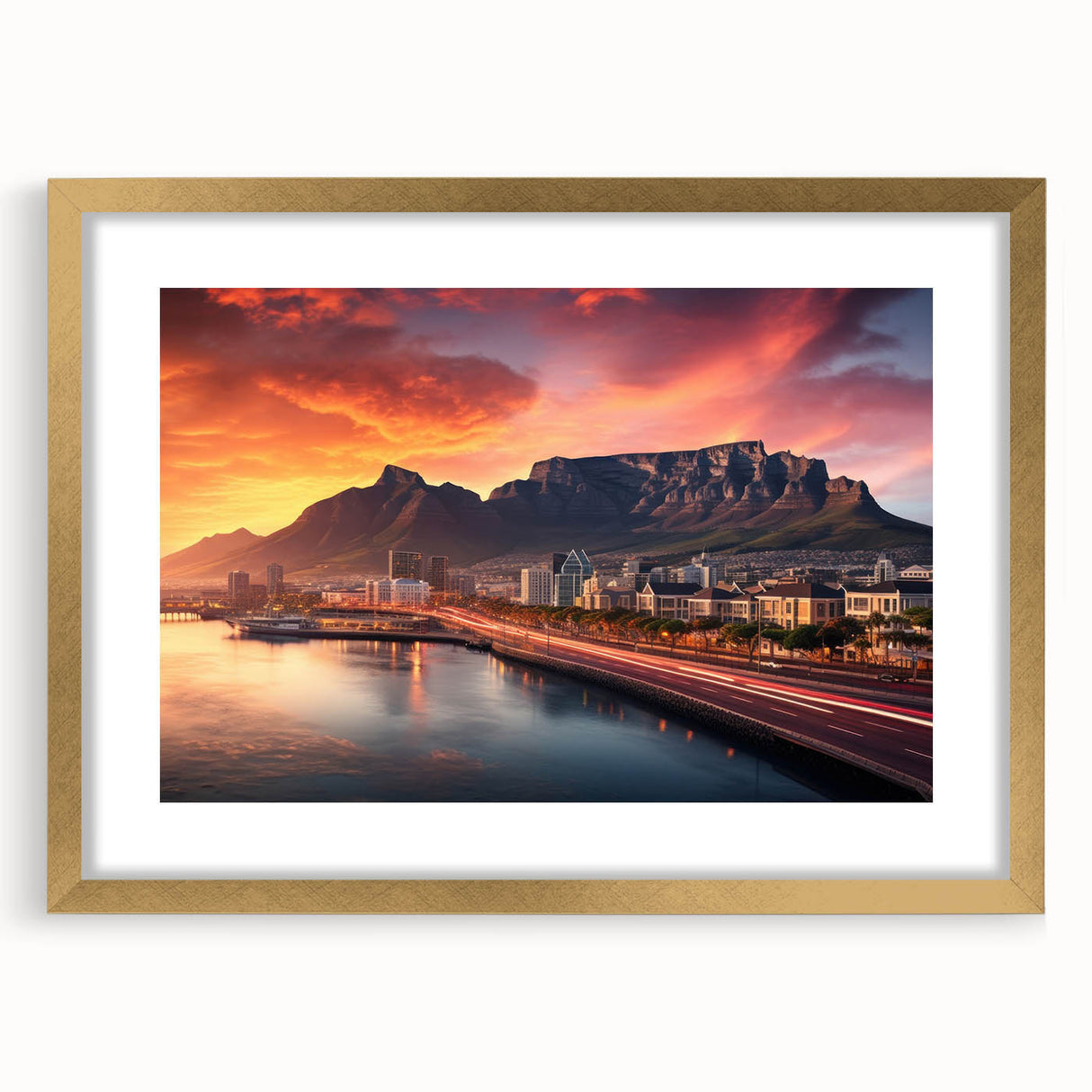 Abstract art print of an African landscape in muted earth tones on a framed canvas, suitable for dining room decor.