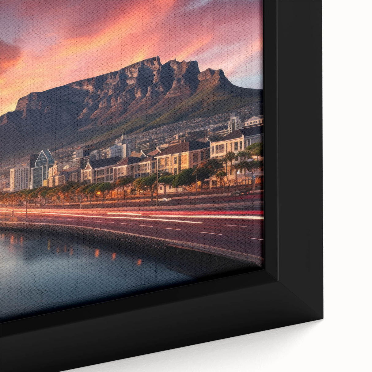 Extra large framed canvas featuring a textured depiction of a South African scenery in vibrant, colorful art.