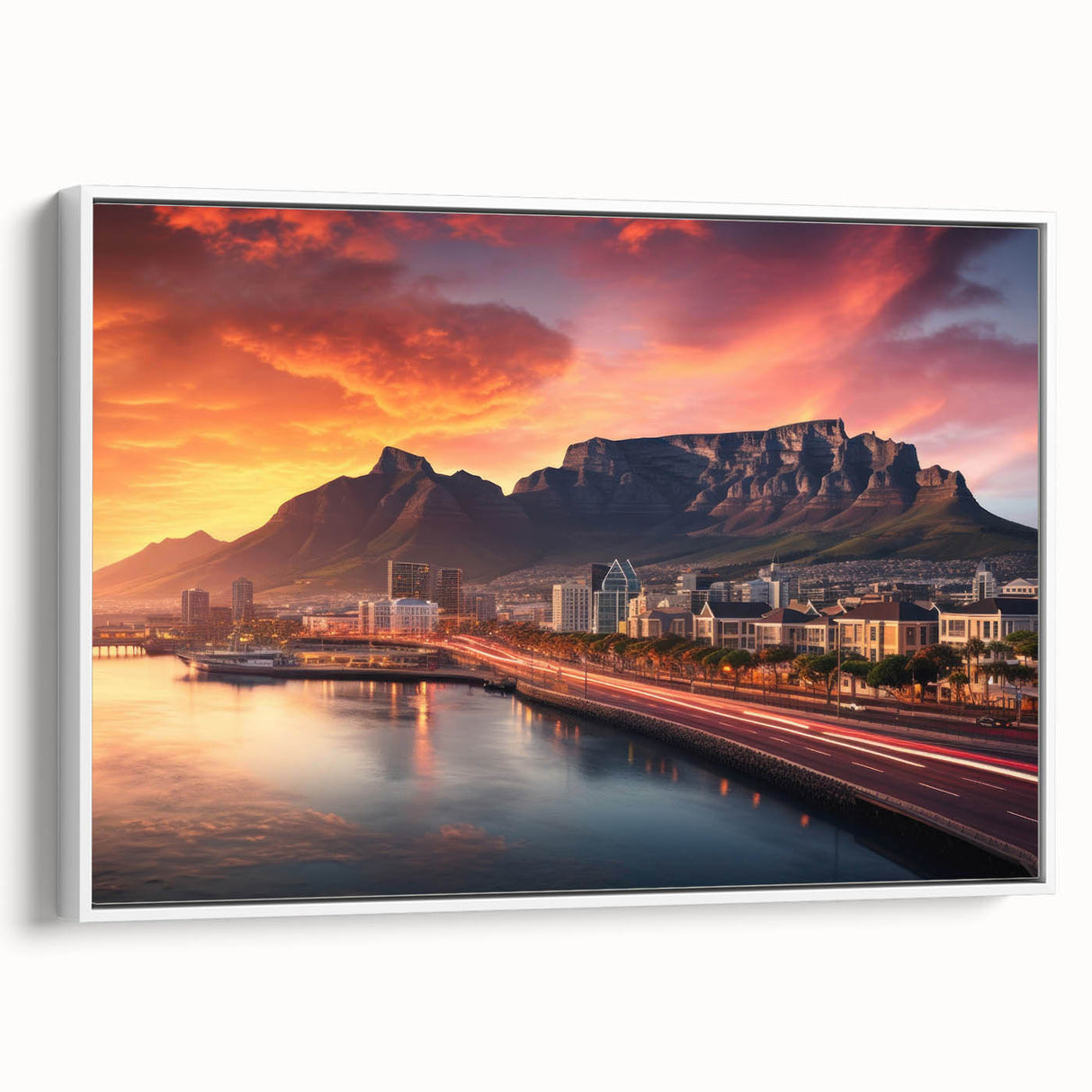 Vintage poster art of an African scenery on extra large framed canvas, featuring vibrant colors ideal for living room decor.