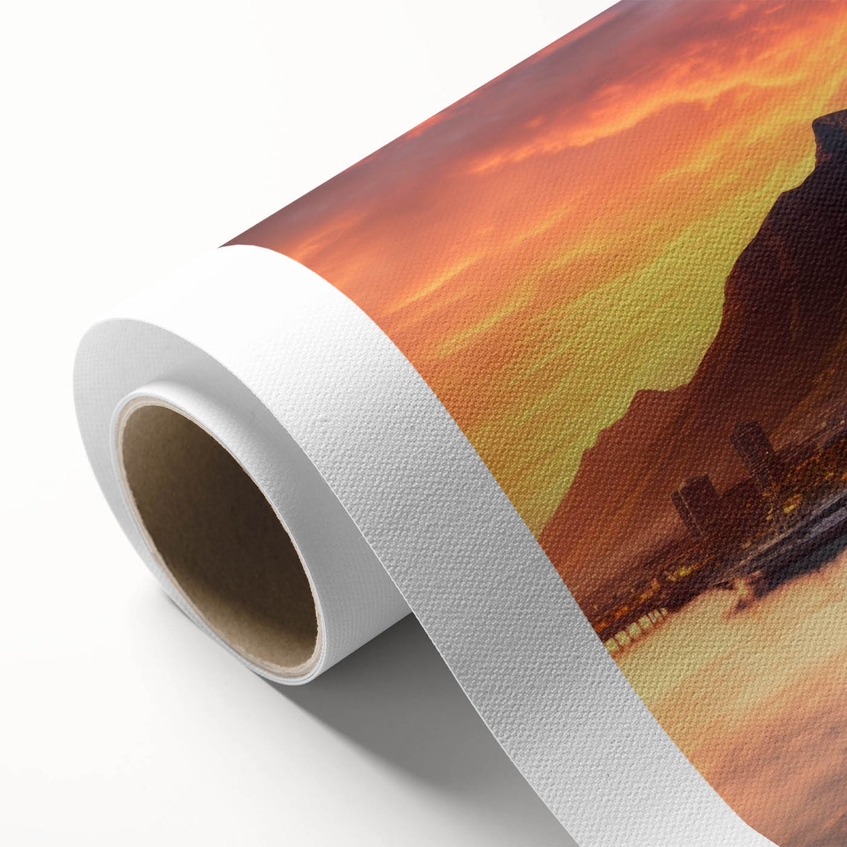 Art Deco style poster of an African savannah scene in muted earth tones on rolled canvas, ideal for nursery wall art.